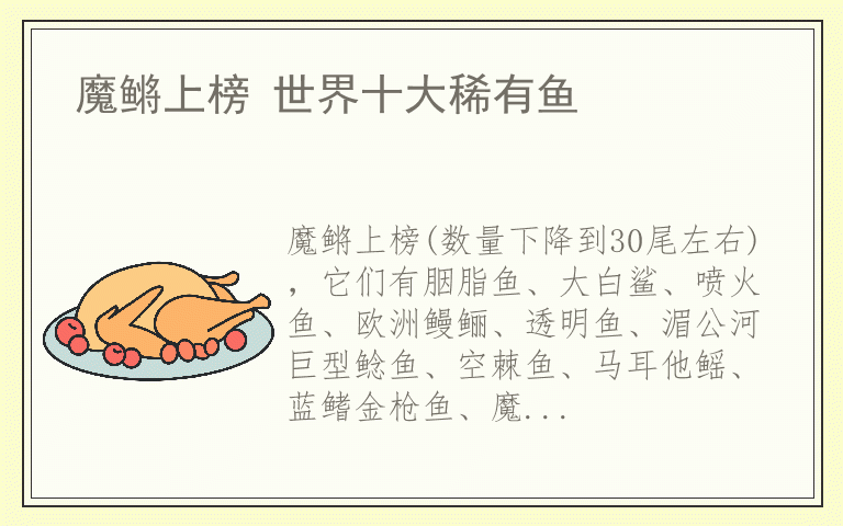 魔鳉上榜 世界十大稀有鱼