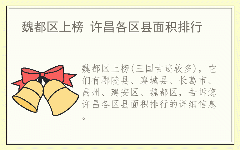 魏都区上榜 许昌各区县面积排行
