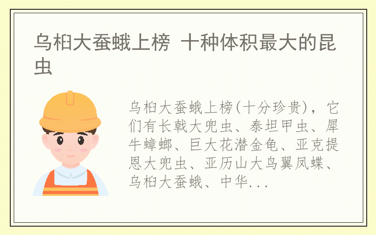 乌桕大蚕蛾上榜 十种体积最大的昆虫