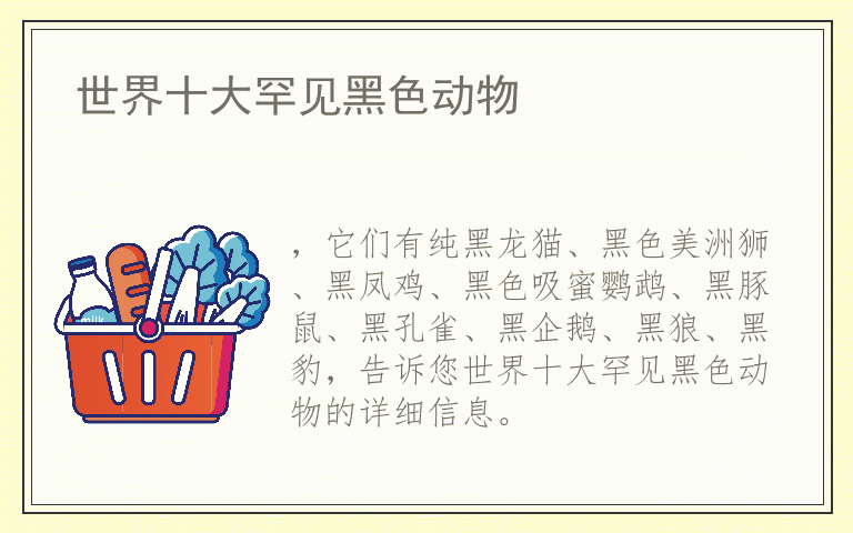 世界十大罕见黑色动物