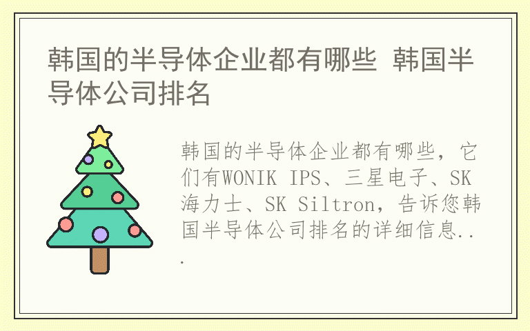 韩国的半导体企业都有哪些 韩国半导体公司排名
