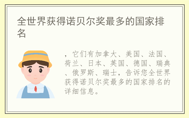 全世界获得诺贝尔奖最多的国家排名