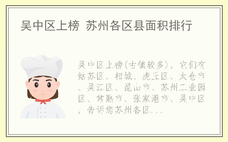 吴中区上榜 苏州各区县面积排行