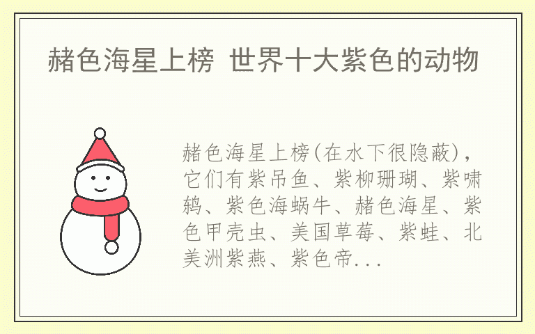 赭色海星上榜 世界十大紫色的动物
