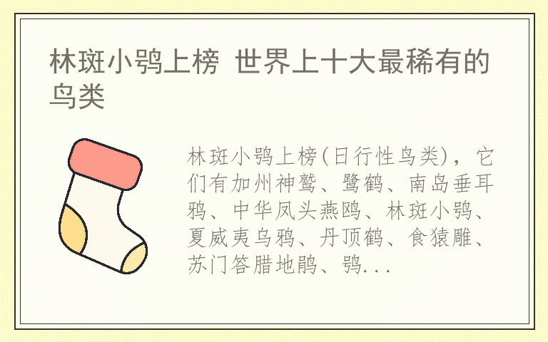 林斑小鸮上榜 世界上十大最稀有的鸟类