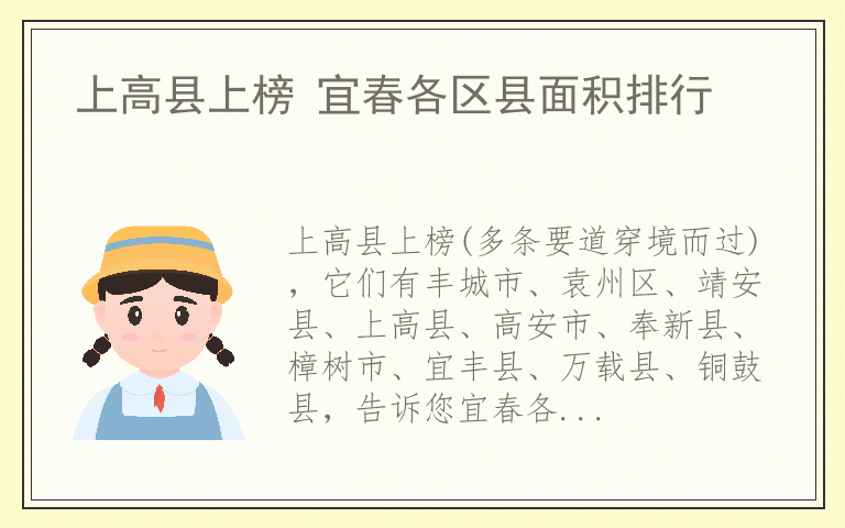 上高县上榜 宜春各区县面积排行
