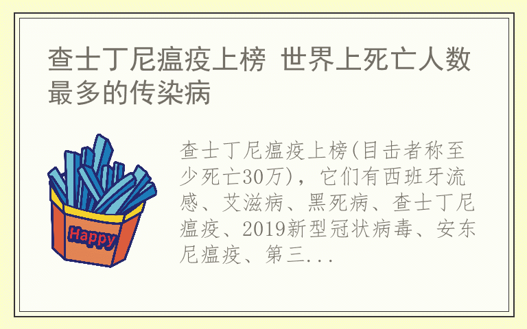 查士丁尼瘟疫上榜 世界上死亡人数最多的传染病