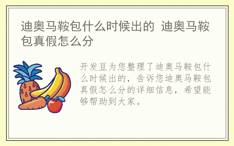 迪奥马鞍包什么时候出的 迪奥马鞍包真假怎么分